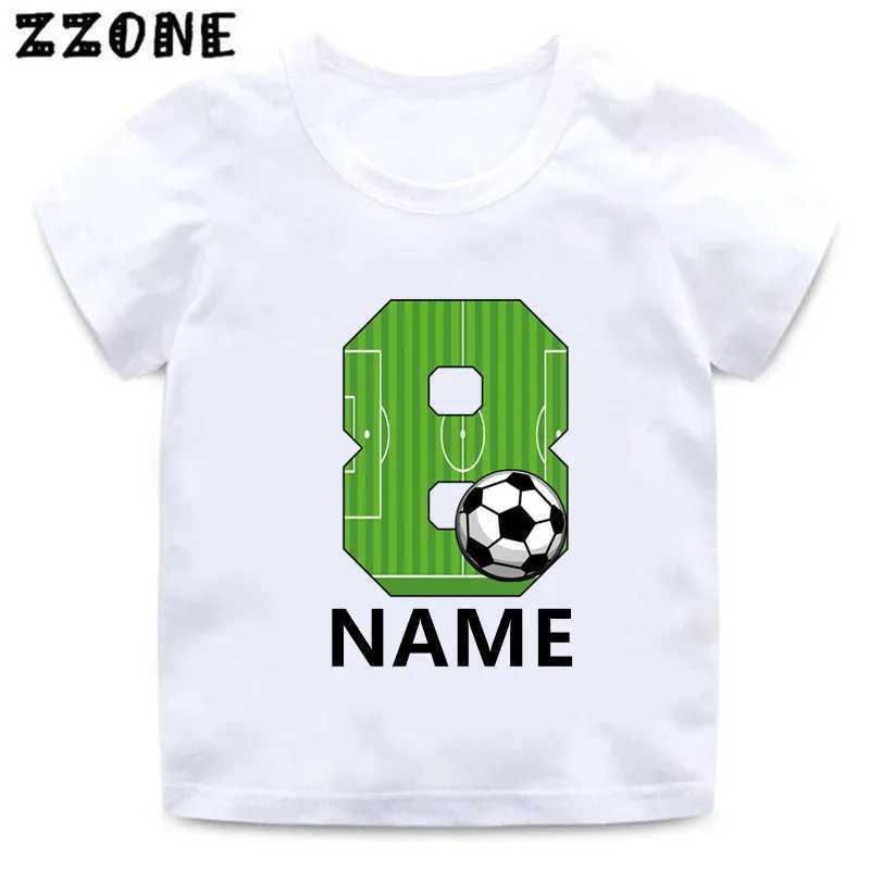 T-shirts Numéro de football T-shirt des garçons imprimés 1 2 3 4 5 6 7 8 9 Anniversaire Nom personnalisé Football Childrens Vêtements Baby Girls T-shirt HKP2724L2405