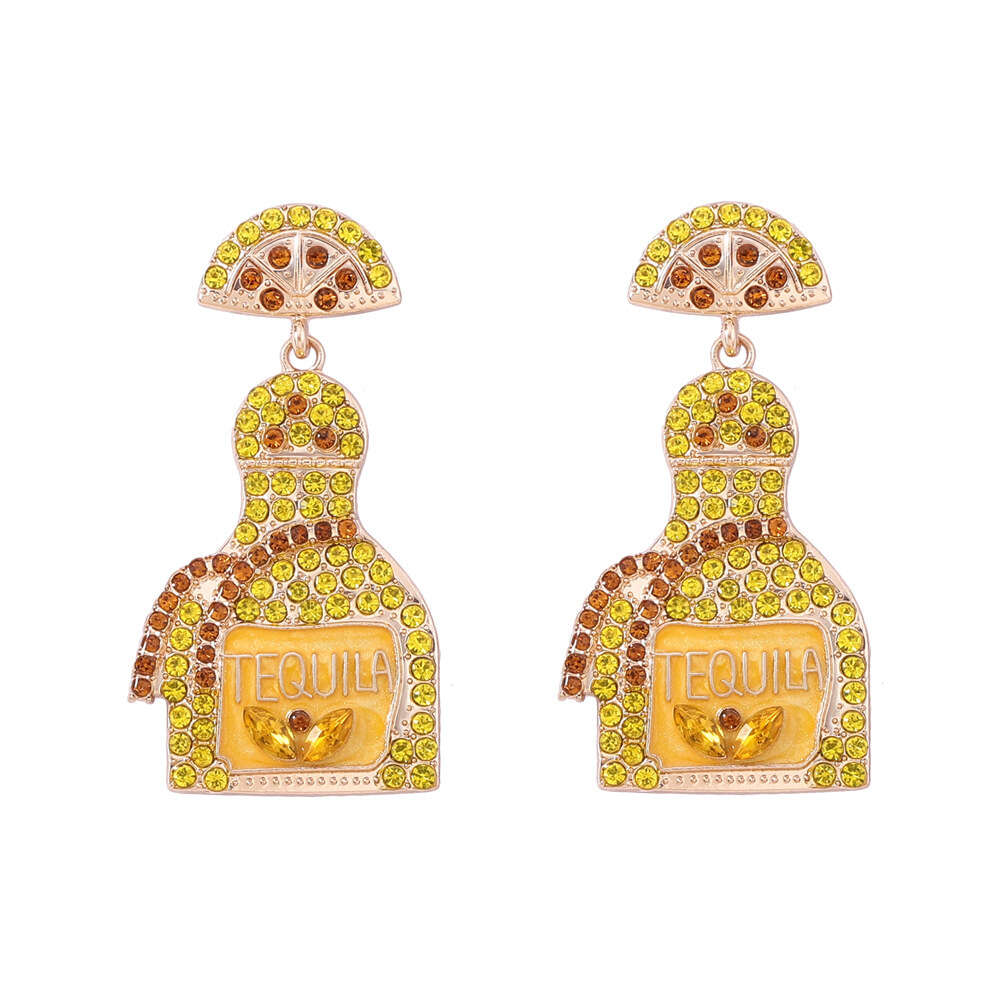 designers design holiday gifts fashion wine bottle earrings optional letters perfume bottle alloy full diamond lady ear jewelry