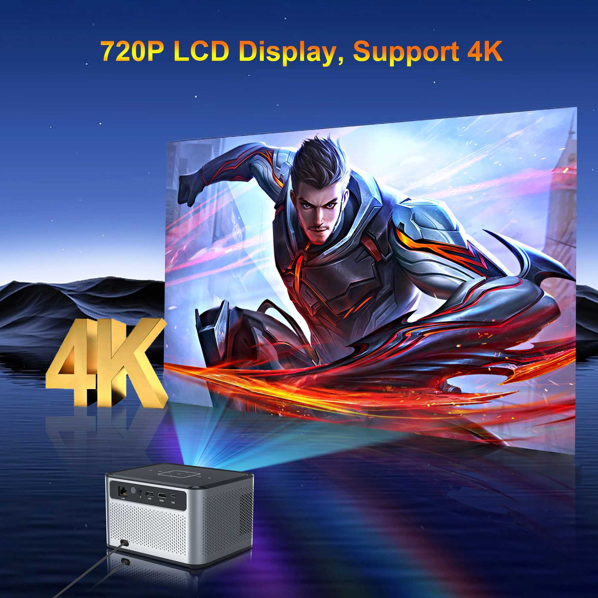 Projecteurs Xnano New X3 Pro H700 Mini Projecteur Electric Focus Android 10 720P 19 Langue 4K LCD LED Multimedia Mini Projecteur J240509