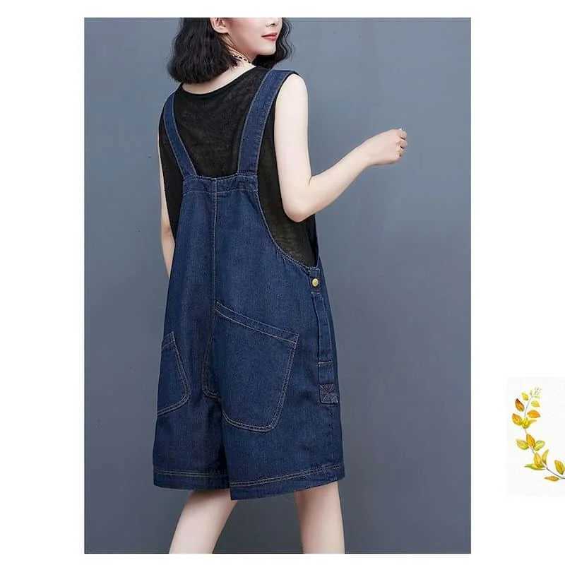 Les combinaisons pour femmes Rompers Denim Assurices Femmes Femmes surdimensionnées One Casual Piece Tiptifiée Femmes Plays Cuits Sauthonnêtre pour femmes Patchwork Pantalon à cinq points Y240510