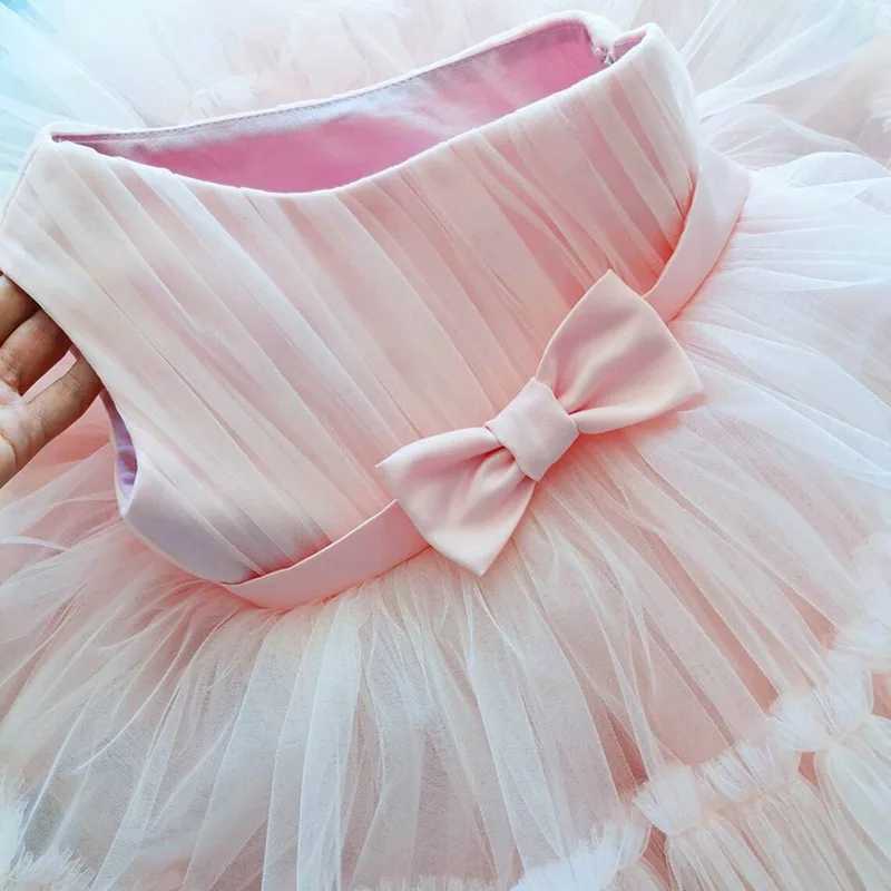 Mädchenkleider Baby Mädchen Geburtstagskleid 1 2 Jahre Neugeborene Baptist rosa Kleidung Kinder eine Schulter elegante Weihnachtsfeier Tutu Dressl240508