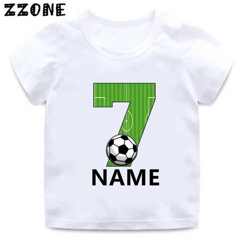 T-shirt Numero di calcio T-shirt ragazzi stampati 1 2 3 4 5 6 7 8 9 Birthday Nome personalizzato bambini abbigliamento bambini T-shirt HKP2724L2405