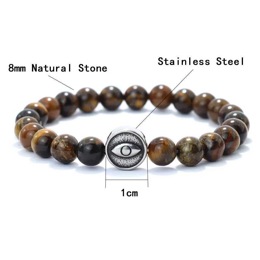 Bracelets de charme Bracelet de Notory Evil Eyes pour hommes Charmes en acier inoxydable Braslet Braslet Méditation Accessoires Joias Y240510