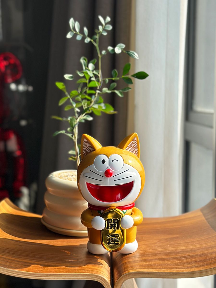 New in stock trendy doll series gold lucky Doraemon machine cat figurine ornament with millions of taels of wealth God doll 20CM-30CM