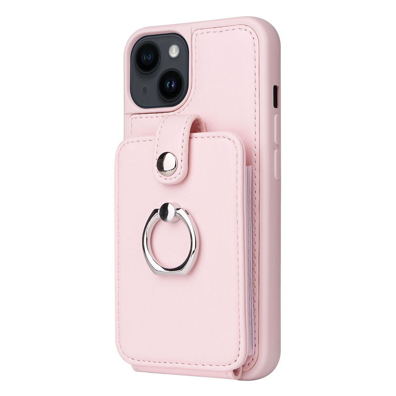 Boldista de anillo de lujo Case de teléfono de moda de cuero sólido para iPhone 15 14 13 12 11 Pro MAX XR XS Durable Mujeres con estilo múltiples Ranuras de tarjetas de cuero Tapa trasera