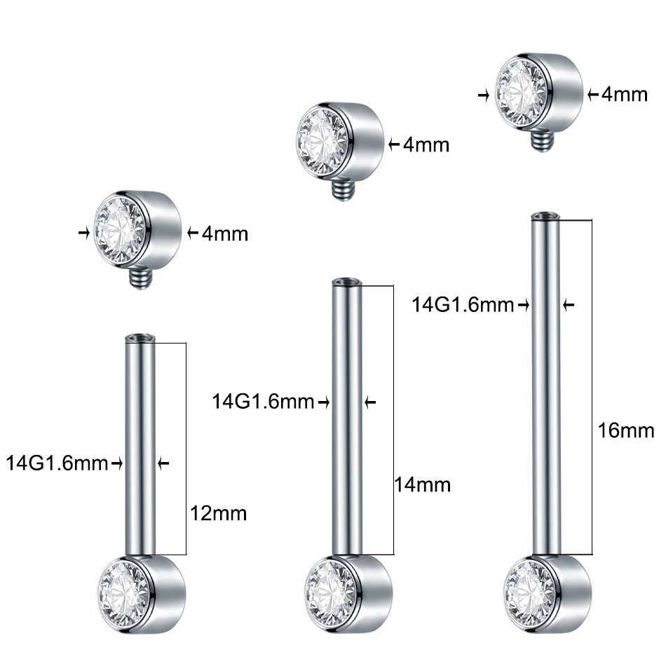 Tepelringen 1 st titanium intern draad opaal teple bar 14g tong piercings cz ring tepel tepel barbell mamilo piercings dames sieraden y240510