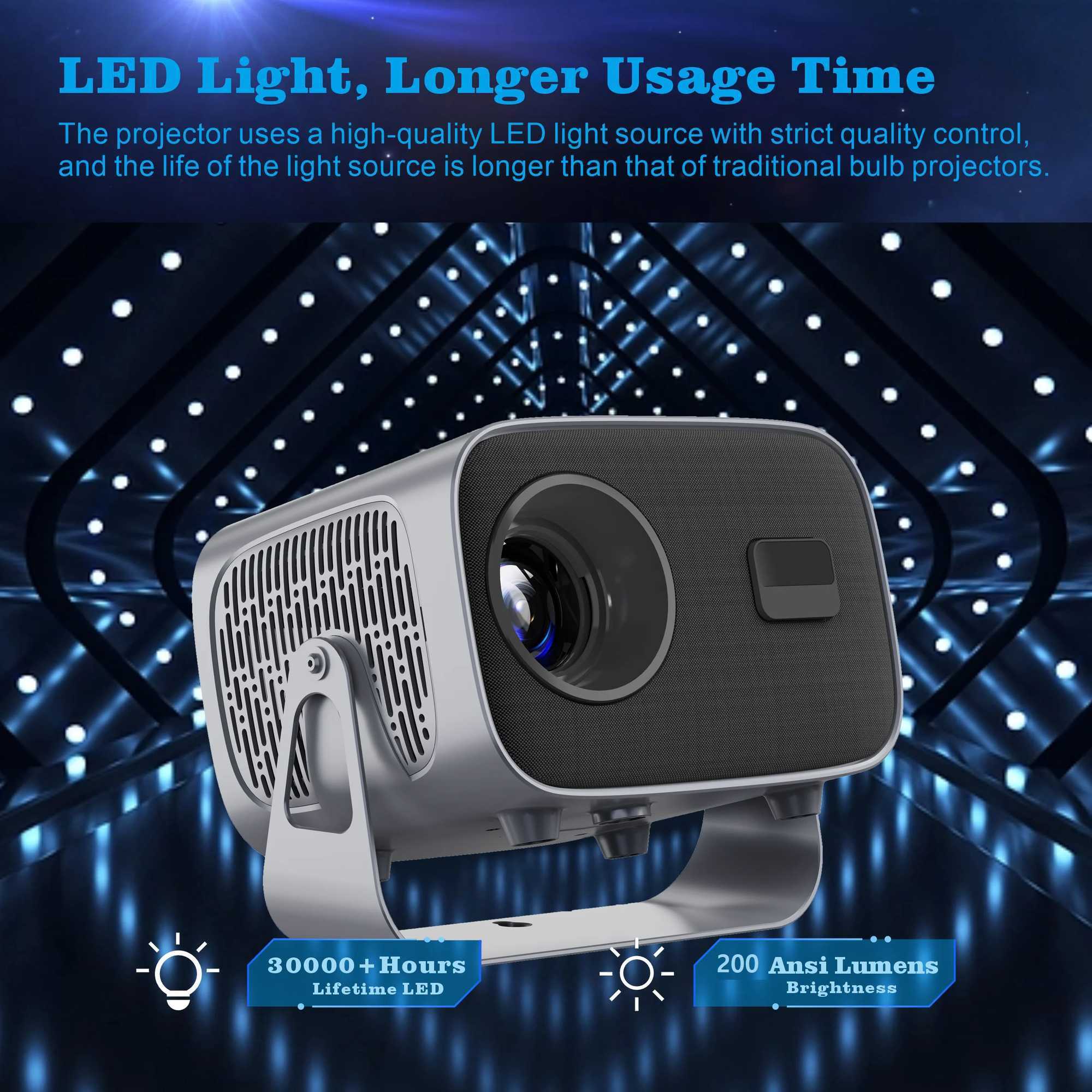 Projektorer Salange A10 Android 11 Projector Mini Home Theater H713 BT5.2 720p Intelligent 3D Portable Video Projector Mirror iOS 1080P 4K via HD J240509