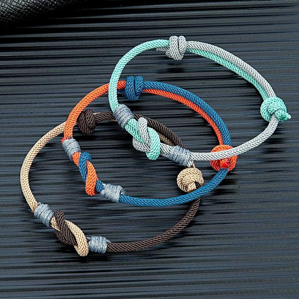 Braccialetti di fascino mkendn uomini minimalisti donne regolabili sempre bracciale corda nodo amanti papà figlio braccialetti regali di gioielli y240510