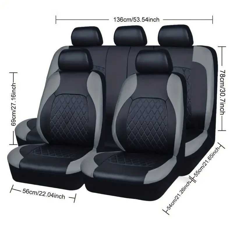 Auto -stoelafdekkingen PU lederen autostoelbekledingen Airbag compatibele auto interieur accessoires voor/ achter/ volledige set deksel kussen universeel fit de meeste T240509