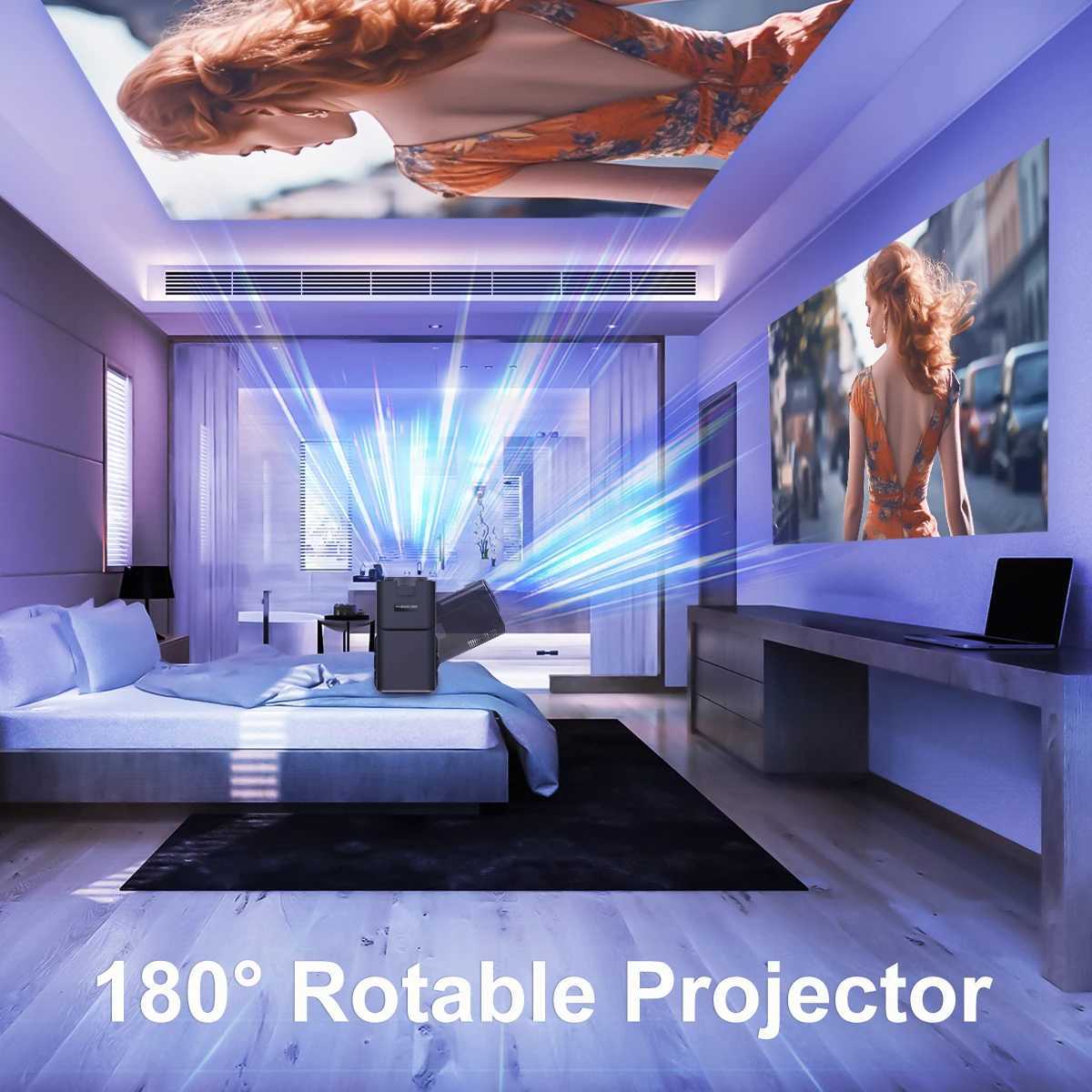 Projectors HY320 4K Projection Beam 300 ANSI H713 Dual WiFi 2.4G/5G 1080P Home Theater Electronic Correction Beam Projector J240509