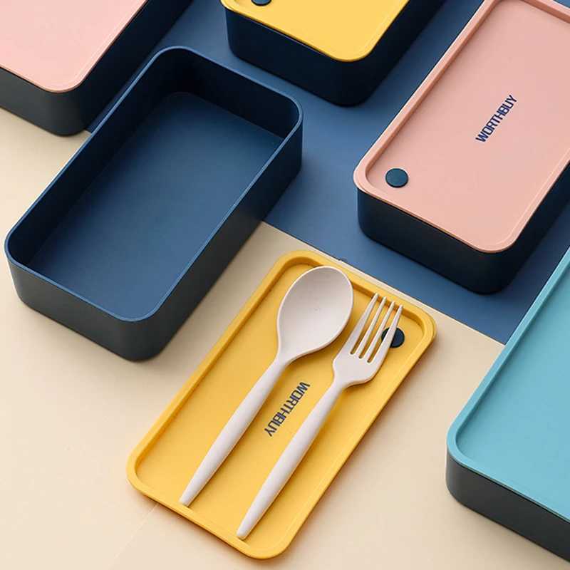 Lunch Boxes Bags 2024 New Lunch Storage Box Food Storage Container Childrens School Office Portable Lunch Box Lunch Box Cutlery