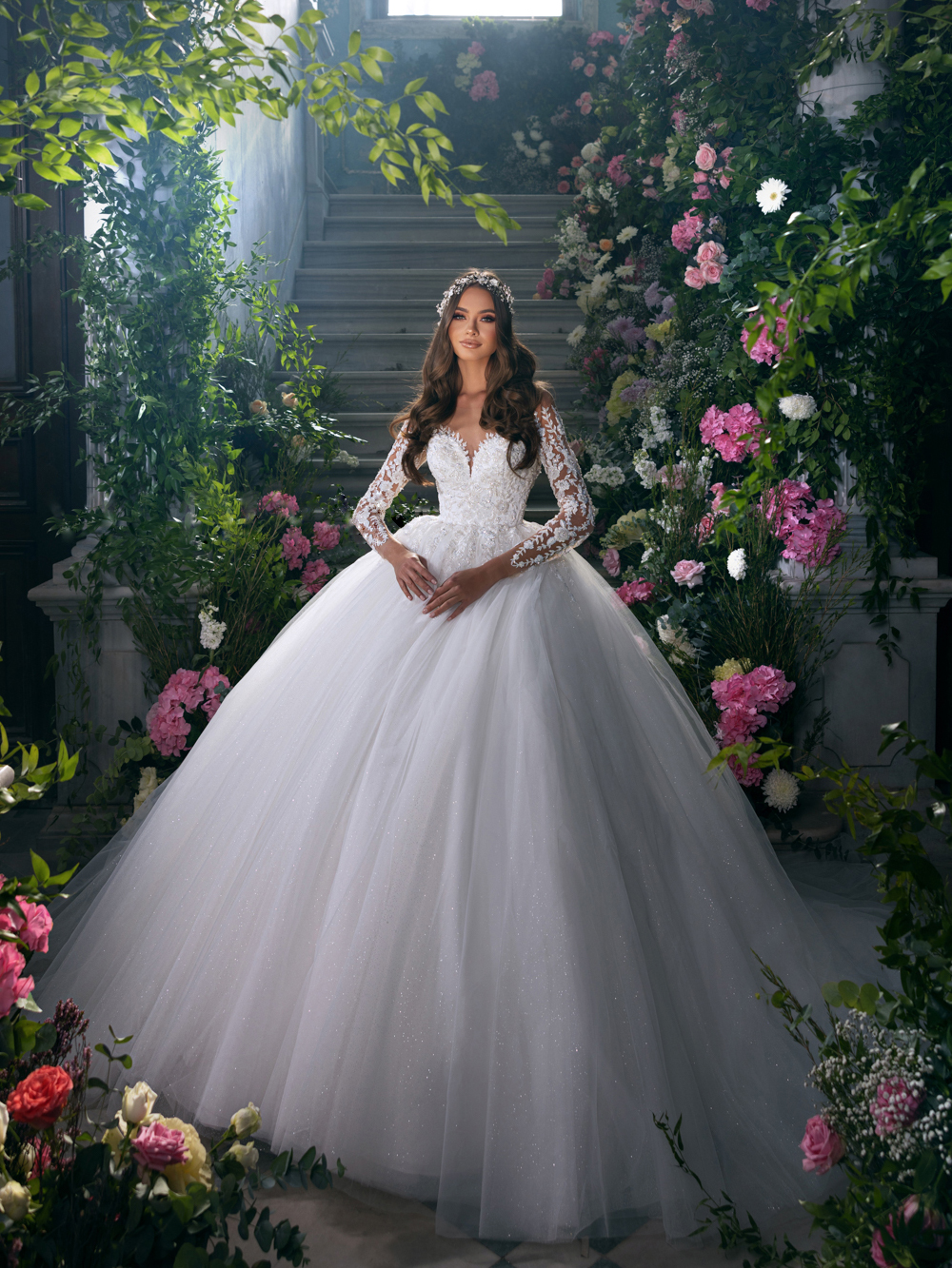 Élégance Robe de mariée à cou de cou