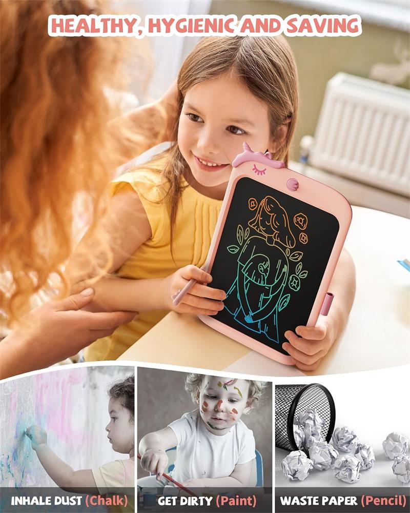Tablette d'écriture de dinosaures de 10 pouces pour enfants - Jouet de voyage éducatif, cadeau d'anniversaire pour garçons et filles de 3 à 9 ans