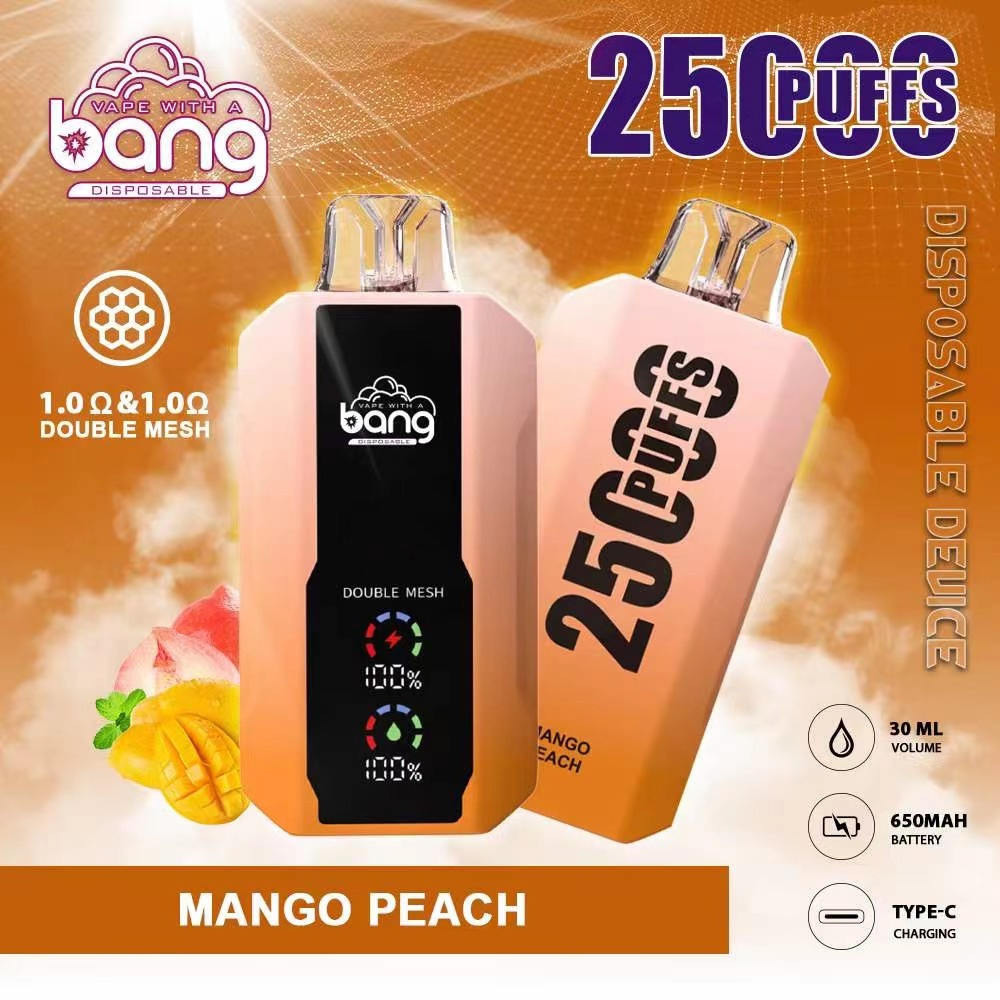 BANG 25000 PUFFS使い捨てベイプ電子タバコLCDスリーン0％2％3％5％30MLプレフィルドポッドダブルメッシュ650MAH充電式デバイスパフ25K 15000 18000 20000