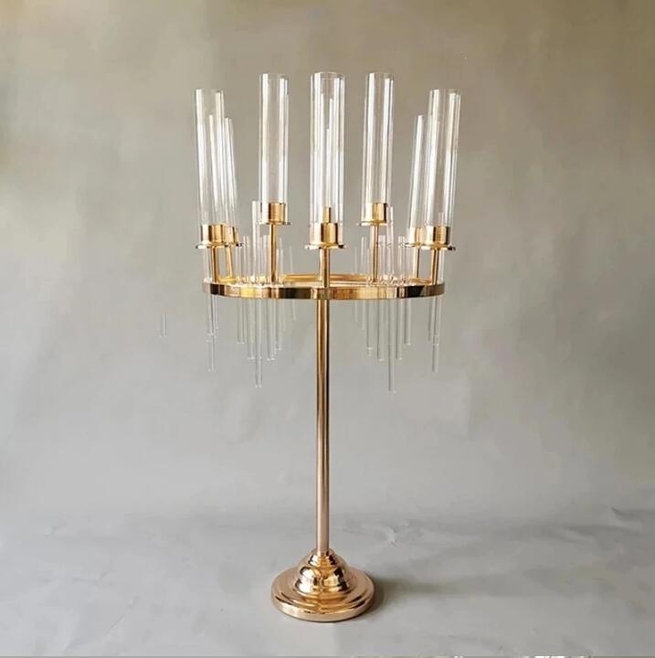 Luxury 9 Heads Metal Candlestick Holdings Stands Table Centrotavola vasi di fiori Decorazione feste piombo