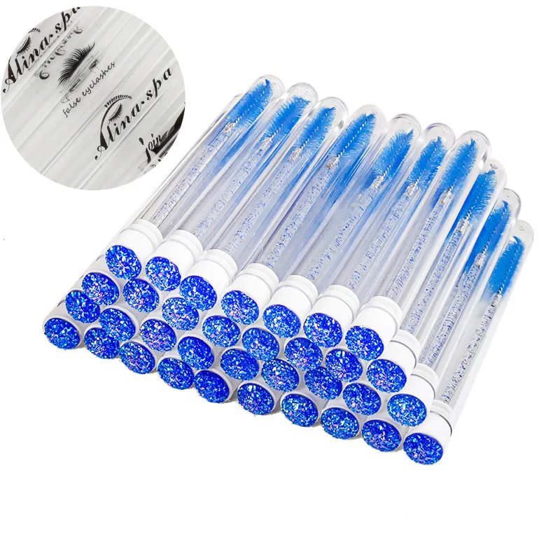 50 / tubes de brosse de cils personnalisés Custom Logo Rose Force Tête de drive réutilisable pour tube de brosse à caches Applicateur