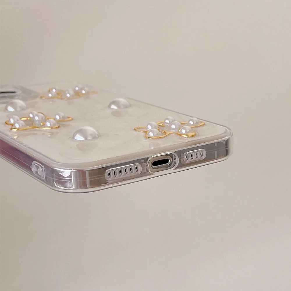 Casos de telefone celular 3D Creme de border de borda de ouro para iPhone 15 Pro Max 14 13 12 11 Luxury Moda Epoxy Girl Shell Shopfrof Soft Cover J240509