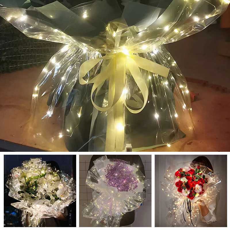 enveloppe cadeau bricolage Luminal Emballage Papier Valentin Day Fleur Bouquet Bouquet Emballage Papier Floriste Emballage Papier LED DÉCORATIONS LED