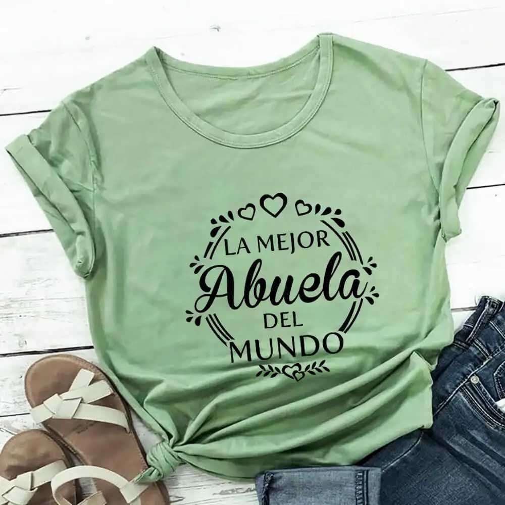 T-shirt féminin The Worlds Best Grand-mère Spanish Shirt Momlife Fun Summer 100% Cotton Womens T-shirt Grand-mère ANNIVERSAIRE CADEAU Y240509