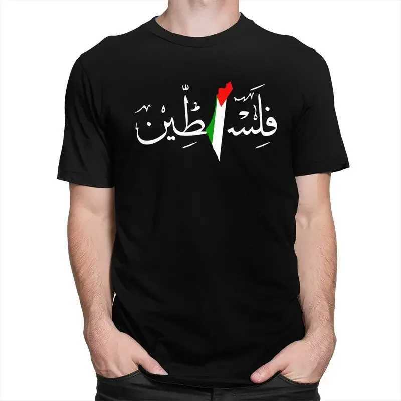 Kvinnors t-shirt strtwear casual palestine arabiska kalligrafi namn med palestinsk flaggkarta tshirt män kort slve t shirt t toppar kläder y240506