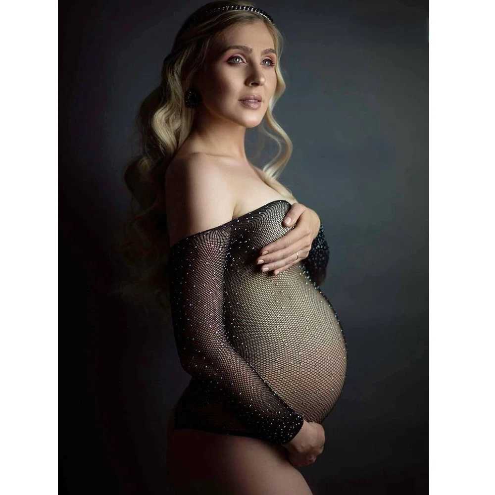 Robes de maternité Body Sthingestones Maternity Photo Shoot Femmes One Taille Vêtements sexy robe noire pour les accessoires de studio enceintes tenue de corps T240509