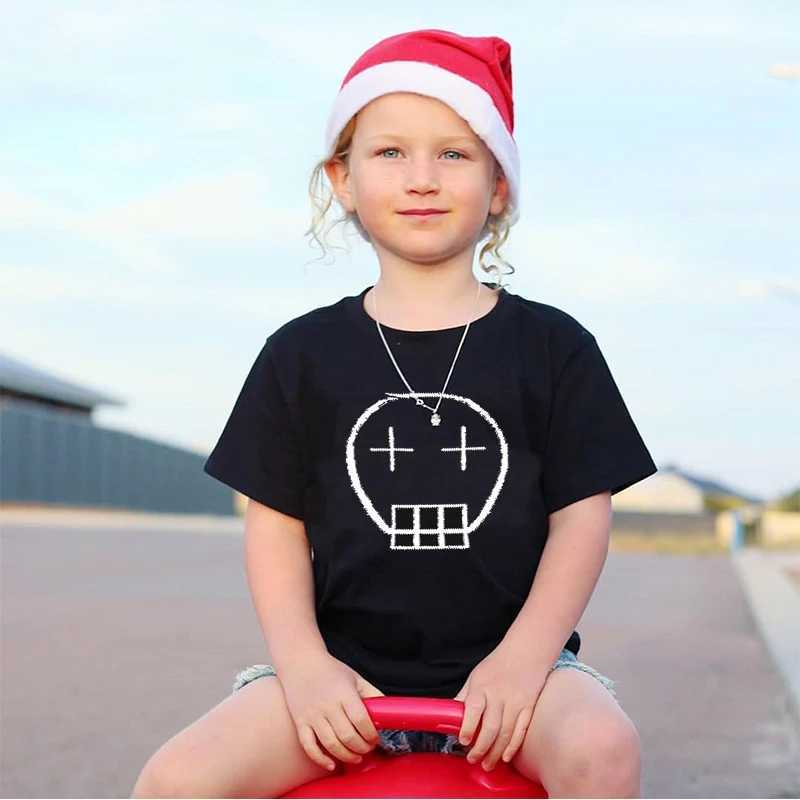 T-shirts 2024 NIEUWE KINDEREN T-SHIRT SKULL Fashion Cartoon Katoen Kort Meved Boys T-Shirt Childrens Top Girls Summer Clothing 2-10YL2405