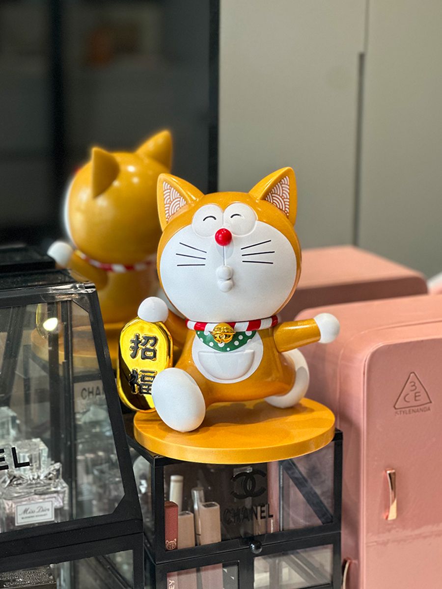 New in stock trendy doll series gold lucky Doraemon machine cat figurine ornament with millions of taels of wealth God doll 20CM-30CM