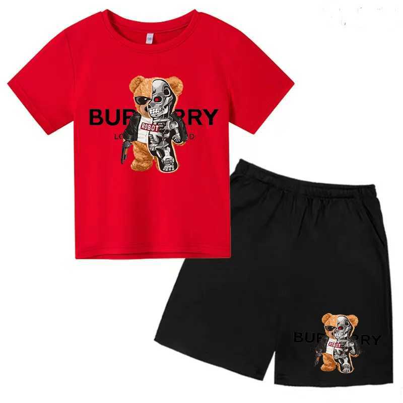 Vêtements Ensembles pour enfants ours Bear Boys / Girls T-shirt T-shirt Top à maternelle + short 2p 3-13y cadeau d'anniversaire de mode décontracté sportive Sunshine Setl2405L24045