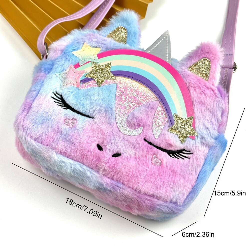 Nouvelle mode Unicorn Creative Plush Crossbody Girl Casual Migne Preschool Handbag 80% Factory Wholesale