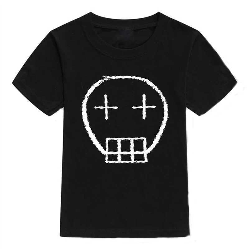 T-shirts 2024 NIEUWE KINDEREN T-SHIRT SKULL Fashion Cartoon Katoen Kort Meved Boys T-Shirt Childrens Top Girls Summer Clothing 2-10YL2405