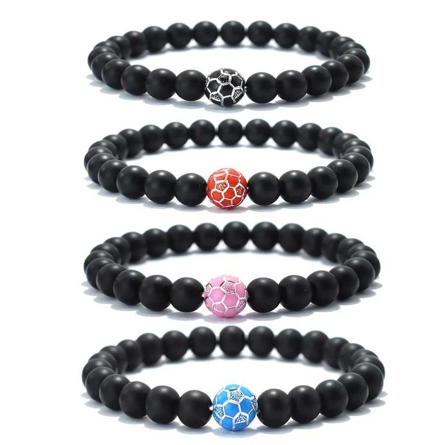 Bracelets de charme Bracelet de football de mode pour hommes huit couleurs onyx pierre de pierre braslet sportives accessoires de plage bijoux de surf de plage y240510