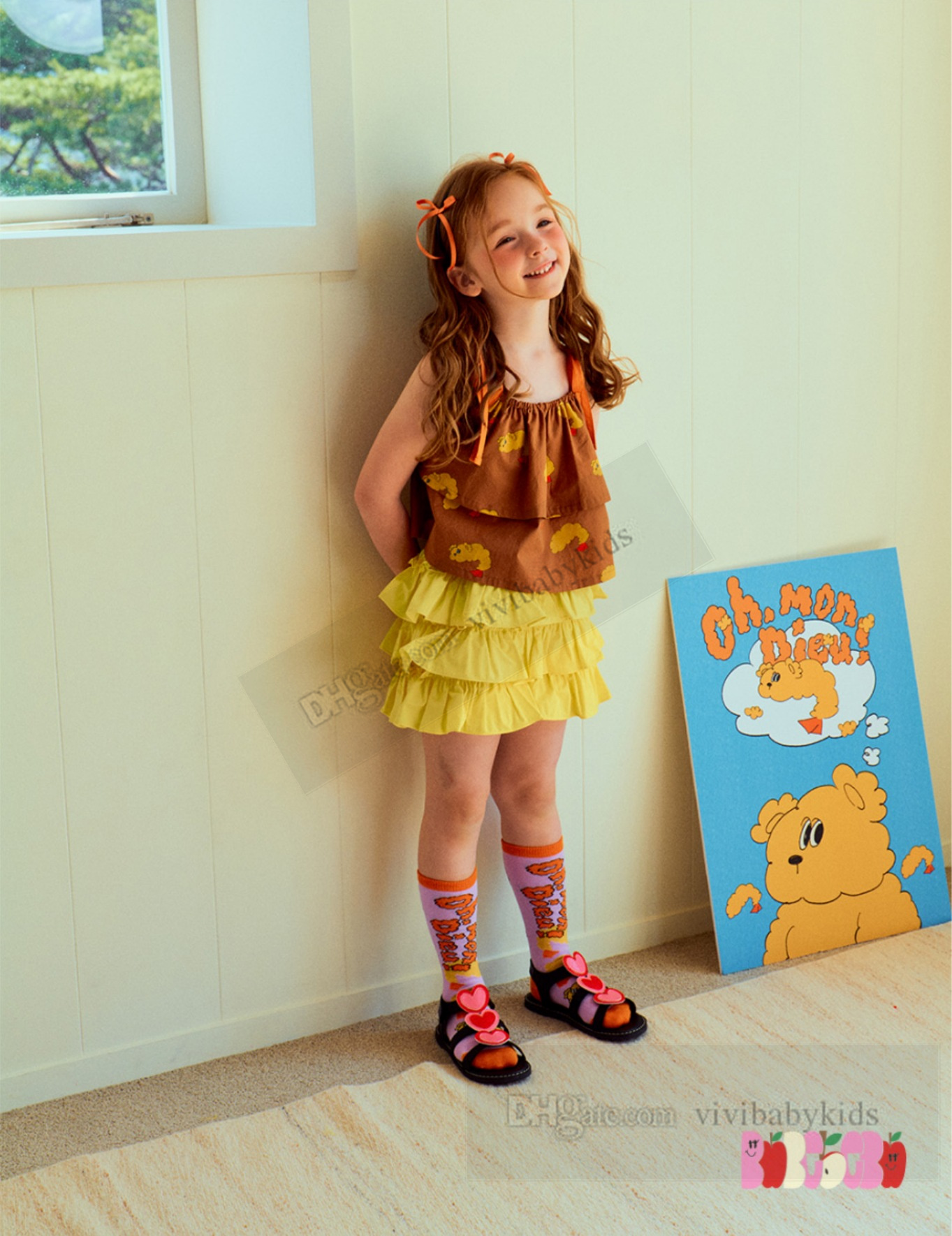 Enfants d'été Cartoon Clothes sets garçons revers à manches courtes Shirts Short Girls Bows Sussen