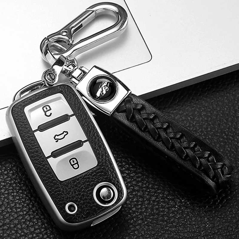 Car Key Leather Style Car Remote Key Case Cover Fob For VW Volkswagen Polo Tiguan Passat Golf MK Jetta Skoda Kodiaq Superb Octavia Seat T240509