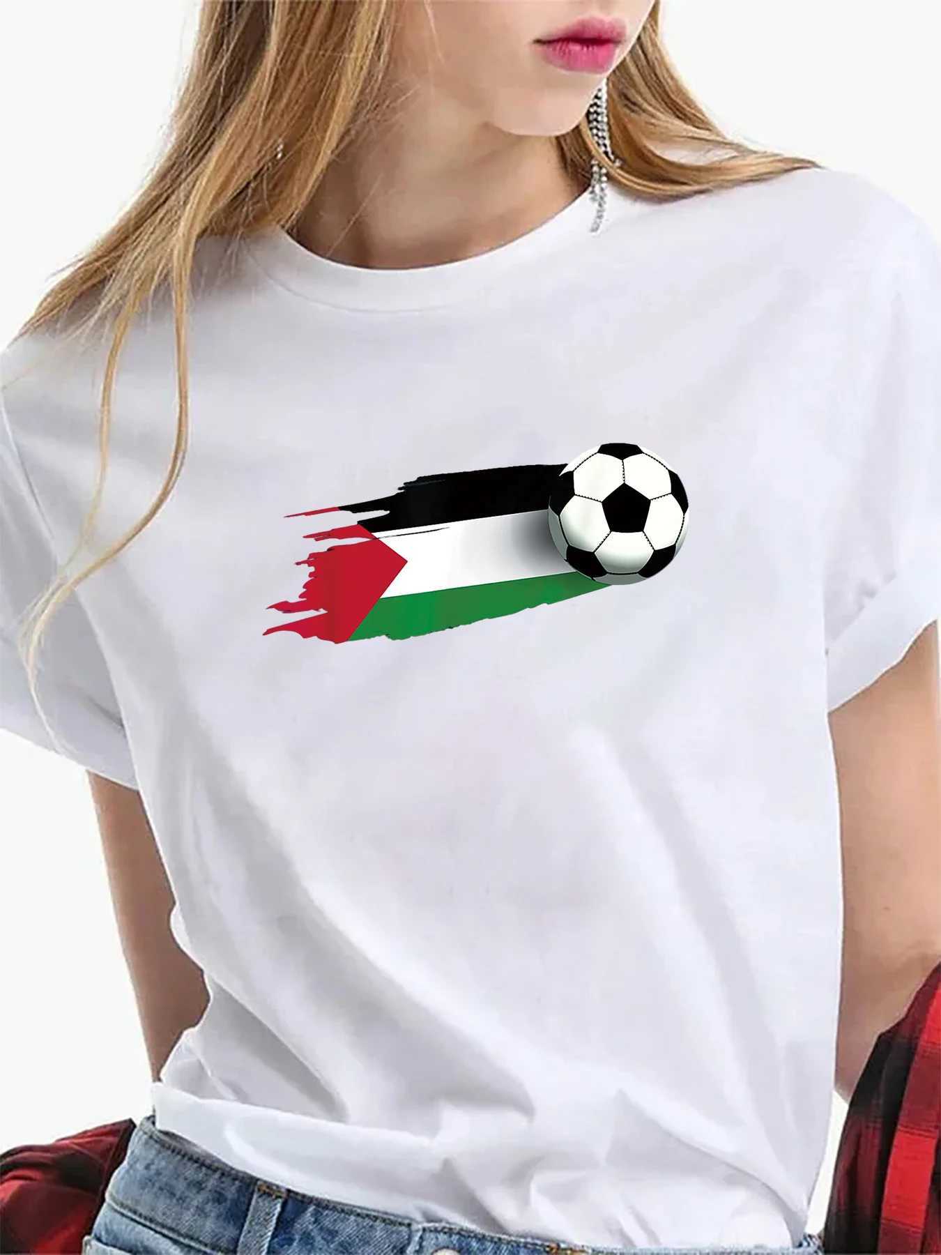 Koszulka kobiet palestyńska koszulka palestyńska drużyna piłkarska palestyńska koszulka damska swoboda srebrna letnia koszulka T-shirt 1140506