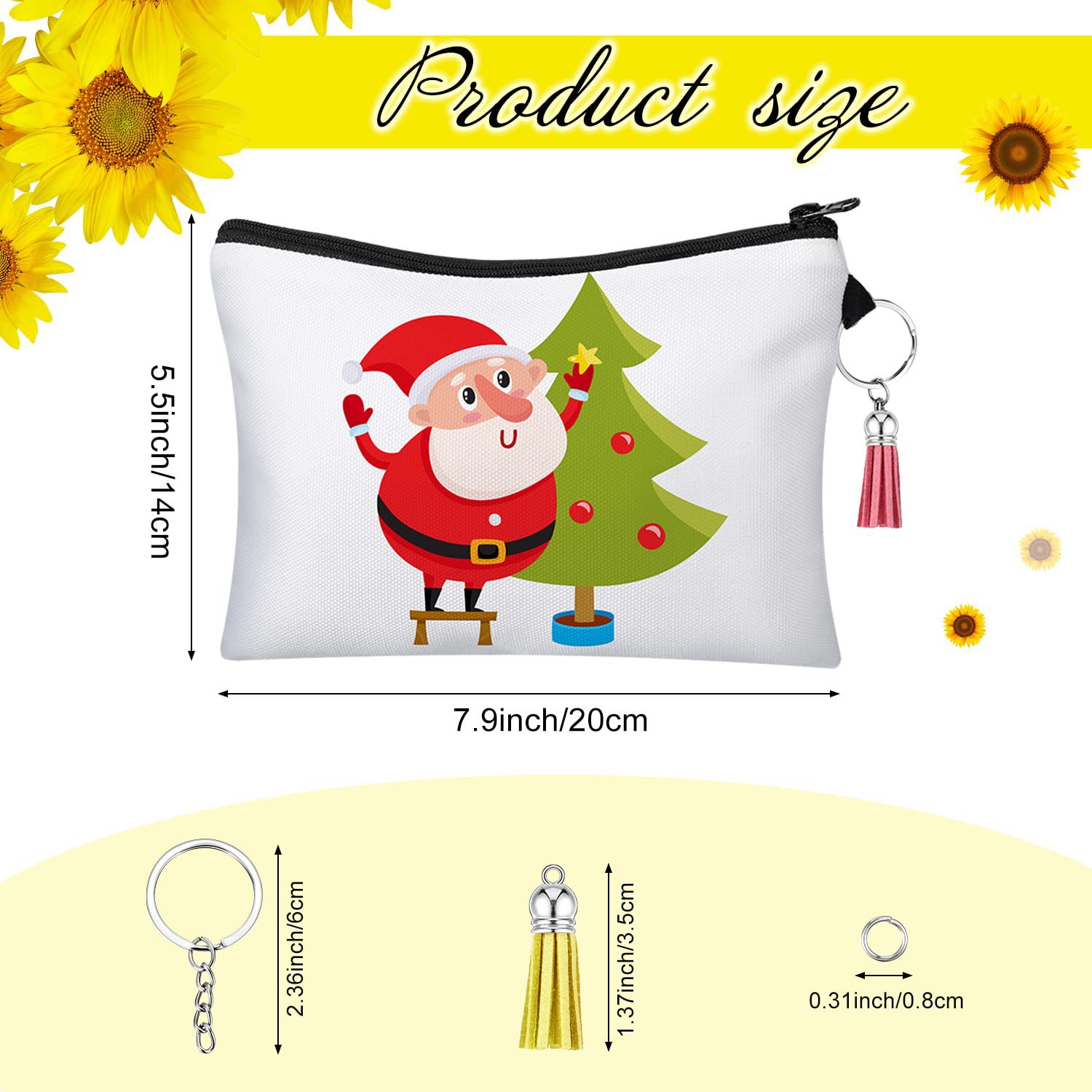 DHLSublimation Blank Cosmetic Bags Set Including DIY Heat Transfer Makeup Bags with Zipper, Keychains, Tassels, Jump Rings for DIY