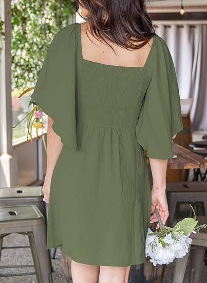 Mujeres Vestidos informales de línea A de manga corta Summer Summer Sexy Deep V Neck Elegant Bow Tie Mini Vestido