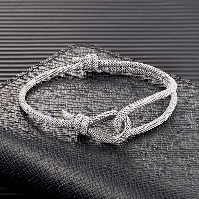 Bracelets de charme Mkendn Men bracelet nautique Bracelet à corde réglable avec carabiner en acier inoxydable pour femmes bijoux de survie en plein air y240510