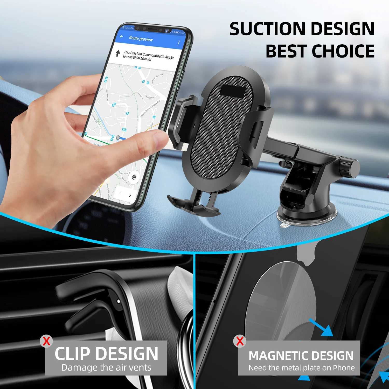 Autohouder 2021 Nieuwe auto Mobiele telefoon Holder Mount Standondersteuning Mobiele CAR GPS Mobiele celondersteuning voor iPhone Stand Roterende 360 ​​graden T240509