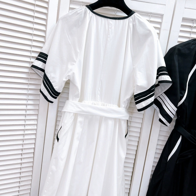 506 XL 2024 Milan Runway Dress SPring Summer Short Sleeve Crew Neck Black White Dresses Womens Dress Fashion High quality luxijia