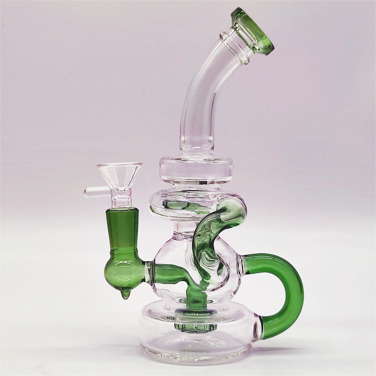 8 pouces Green Glass Water Pipe Heady Bong Dab Recycler Recycler Neo Fab Slit Hubpipes Bongs Smoke Pipes 14,4 mm Joint femelle avec bol ordinaire portable entrepôt américain