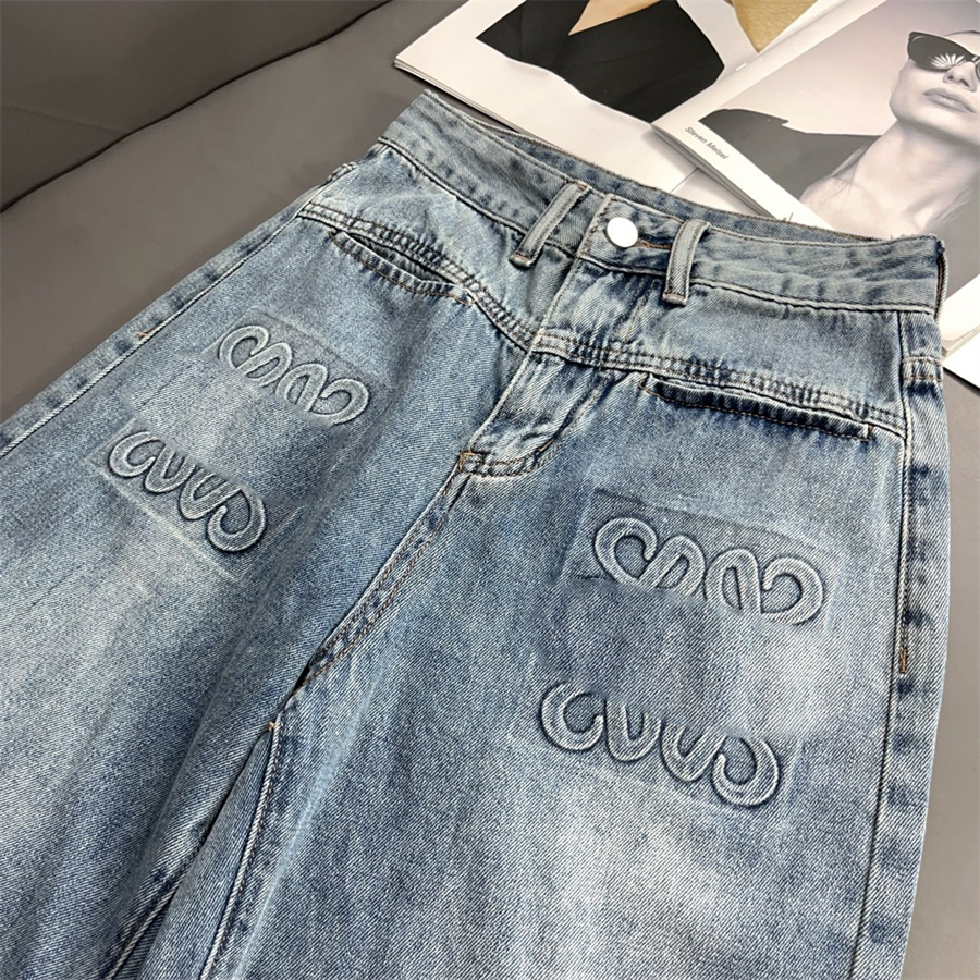 Designer Femme's Jeans UNDEFINED printemps et d'été classique simple pantalon imprimé droit à taille haute