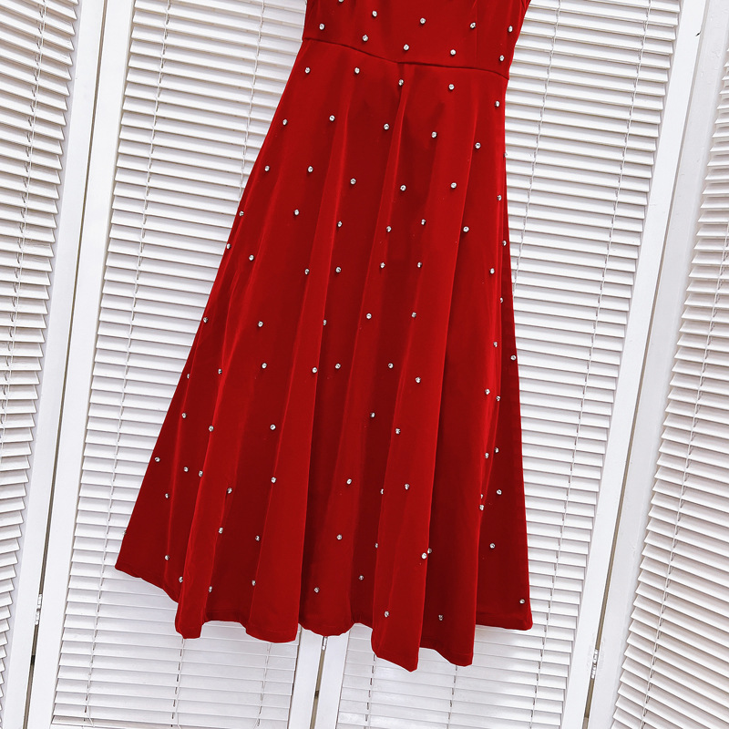 506 L 2024 Milan Runway Dress Spring Summer Mouwess V Neck Red Jurken Damesjurk Mode Hoogwaardige Luxijia