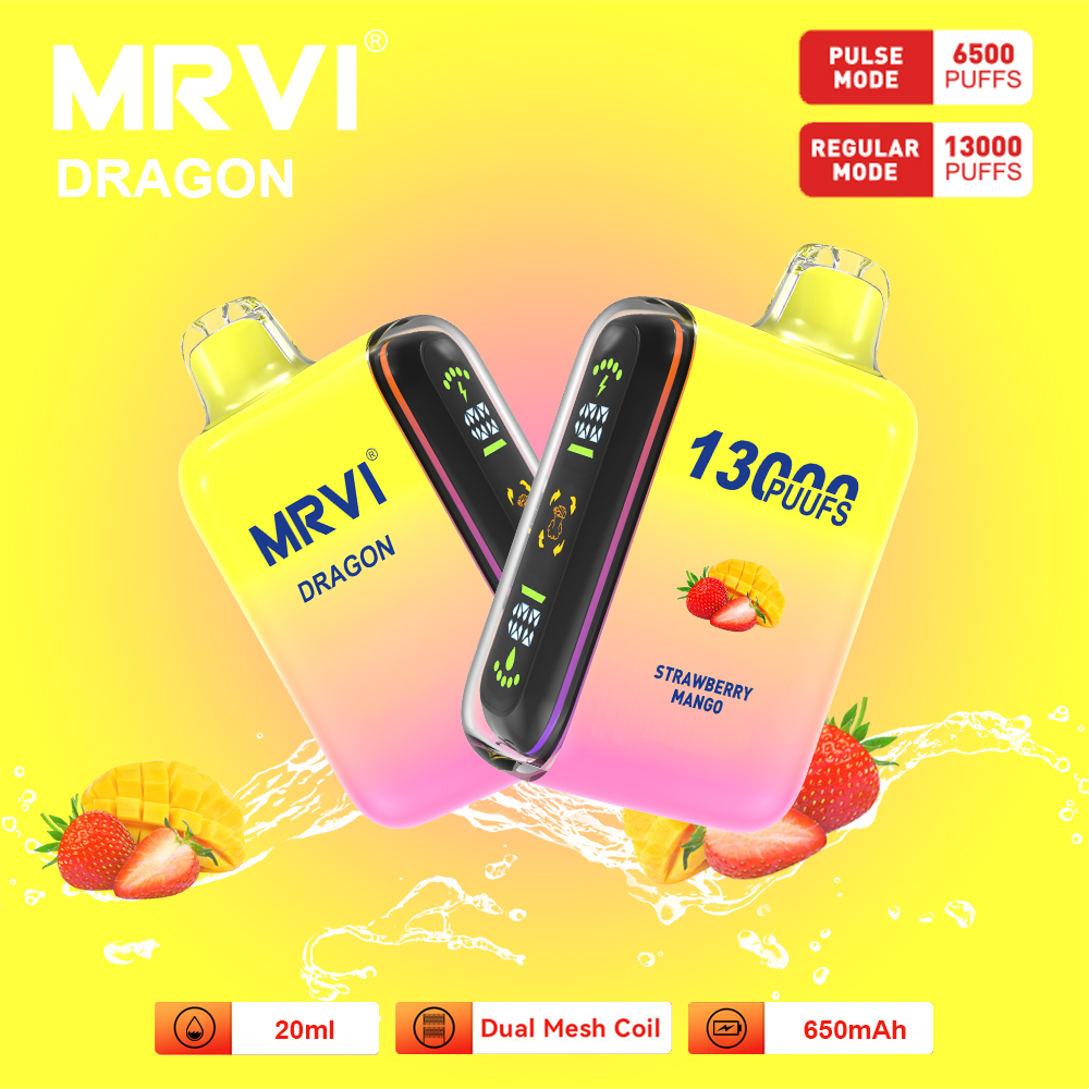 Pulse de barre geek d'origine MRVI Dragon 13000 Puffs Vapes Disposable Puff 15000 avec deux modes Affichage en plein écran 20ml E POD JUICE E POFSE PUSSION 20K