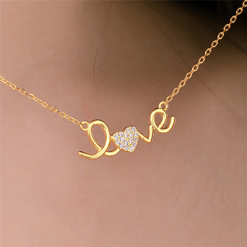 Luxus Herzliebe Halskette Designer für Frau Party 925 Sterling Silber Anhänger 18K Gold Buchstaben Diamant Halsketten Schmuck Damen Freund Valentinstag Geschenkbox