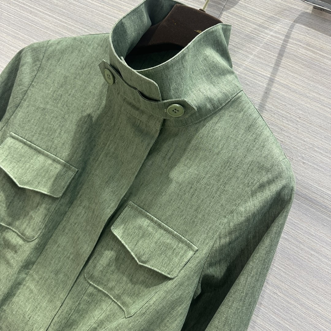 2024 Yeni Bahar Sonbahar Milan Pist Ceketleri Stand Yakası Ong Sleeve Marka Aynı Stil Katlar Kadın Tasarımcısı Outerwear 0513-9