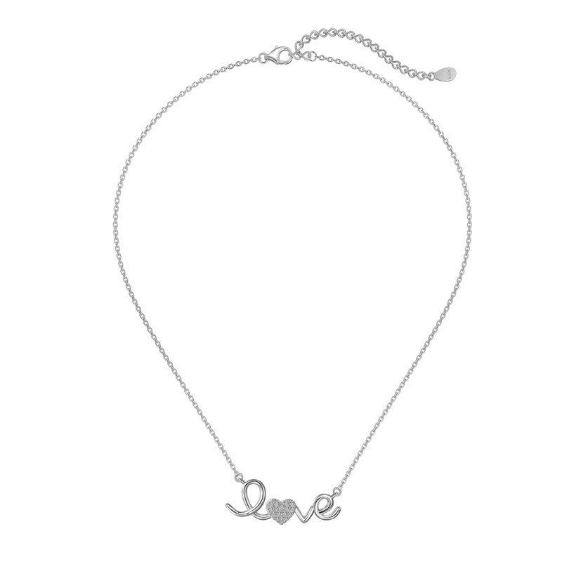 Collier d'amour coeur de luxe concepteur pour femme fête 925 Sterling Silver Pendant 18K Gold Letters Diamond Colliers Bijoux Friend Friend Valentin Boîte cadeau de la Saint-Valentin