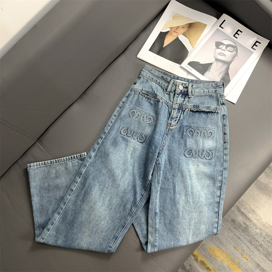 Designer Femme's Jeans UNDEFINED printemps et d'été classique simple pantalon imprimé droit à taille haute