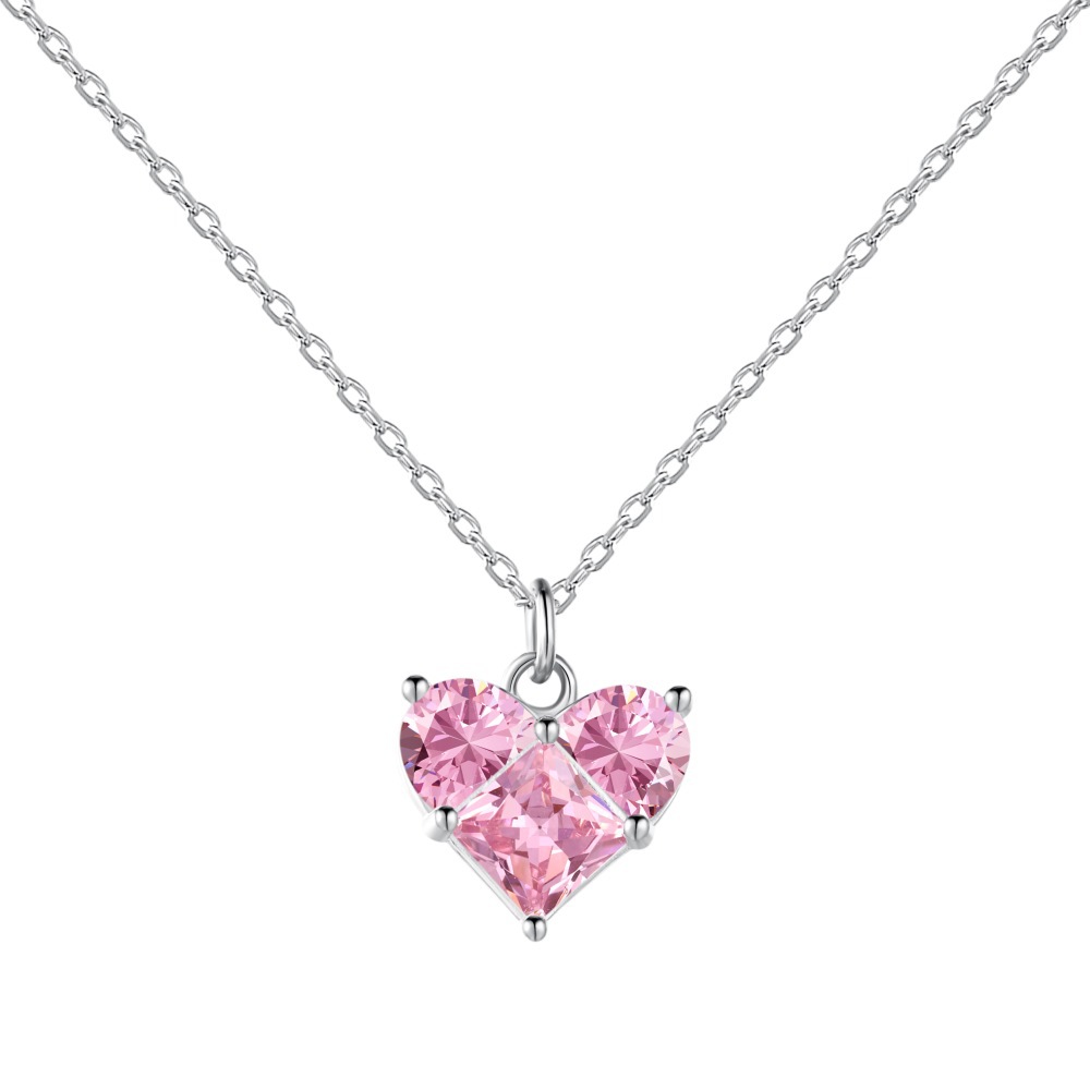 Роскошное розовое ожерелье в сердце дизайнер для женской вечеринки 925 Серебряная серебряная подвеска 18K Золотая цепь Белая бриллианто