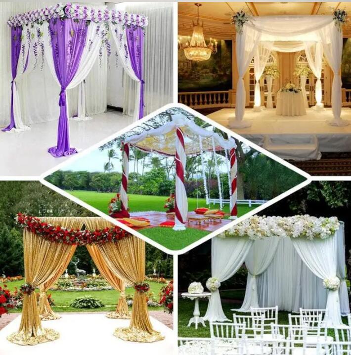 Adjustable Aluminum Alloy Wedding Ceremonial Kiosk Vertical Frame of Arch Ceremony Pavilion Shiny White Wedding Square Canopy Stage Decor