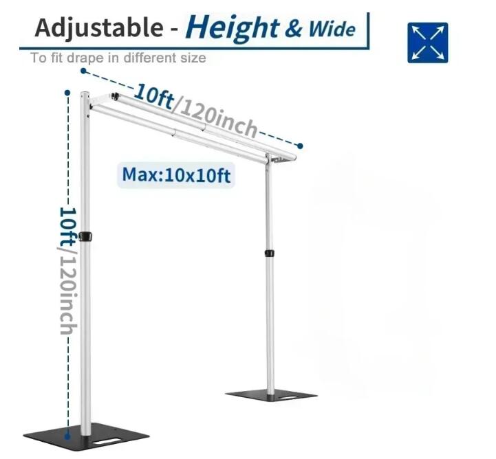 3x3m Doppelkreuz -Latte -Pipedrape -Hintergrundständer für Zentren für Hochzeitsvorhangdekoration Tragbares Aluminiumrohr Kit anwendbar